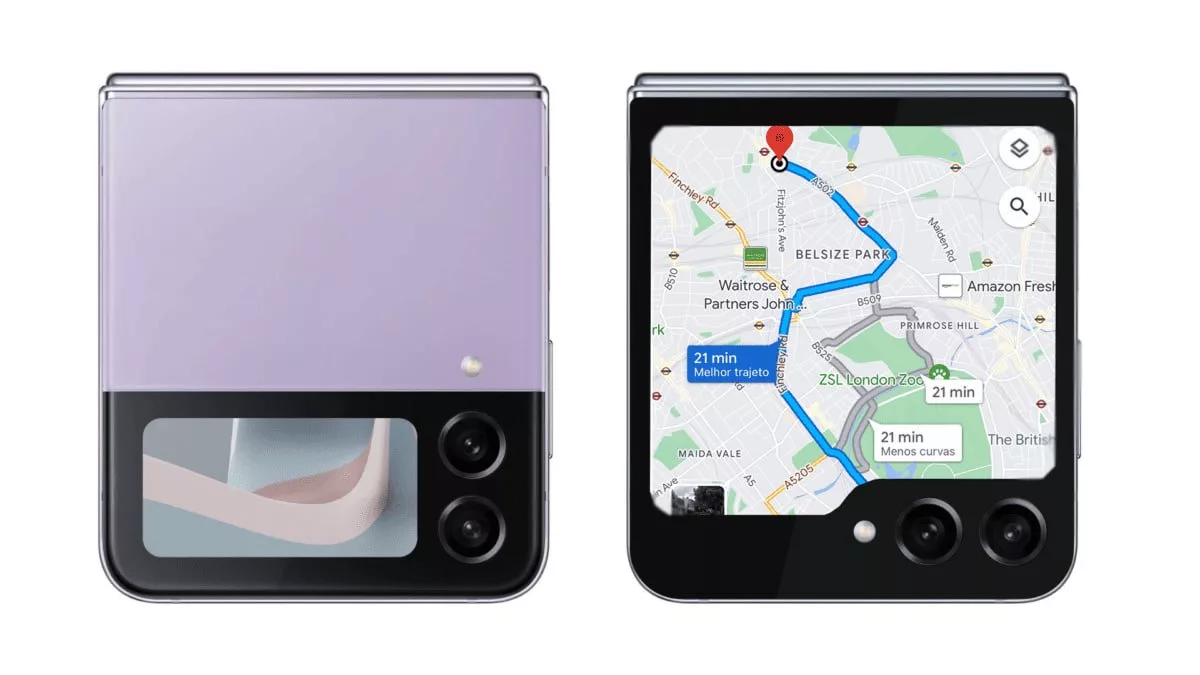 نمایشگر بیرونی گلکسی زد فلیپ 5 از گوگل مپ پشتیبانی می‌کند