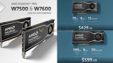 مشخصات رسمی و قیمت کارت گرافیک AMD Radeon PRO W7600 و W7500 فاش شد