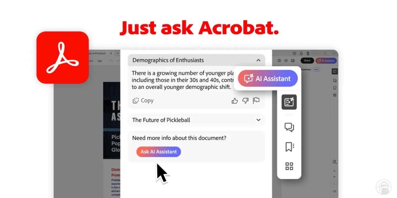 ادوبی آکروبات به یک هوش مصنوعی برای چت‌کردن با فایل‌ها مجهز شد