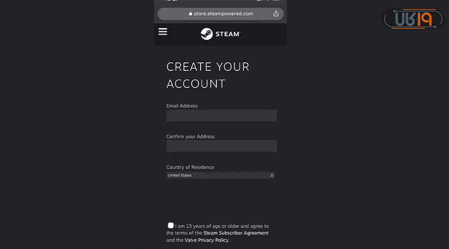 ساخت اکانت استیم با گوشی