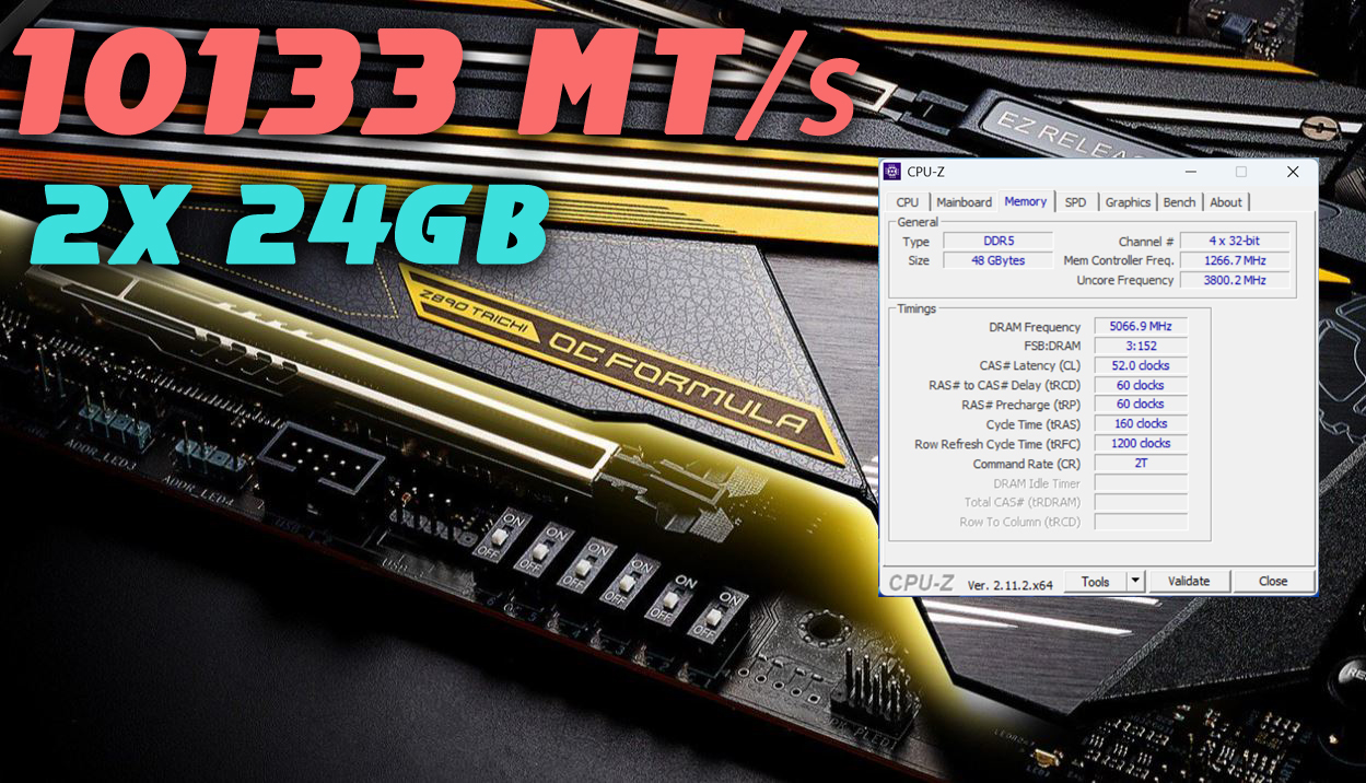 ازراک سرعت حافظه DDR5 مادربرد Z890 Taichi OCF را به بیش از 10,000 MT/s رساند