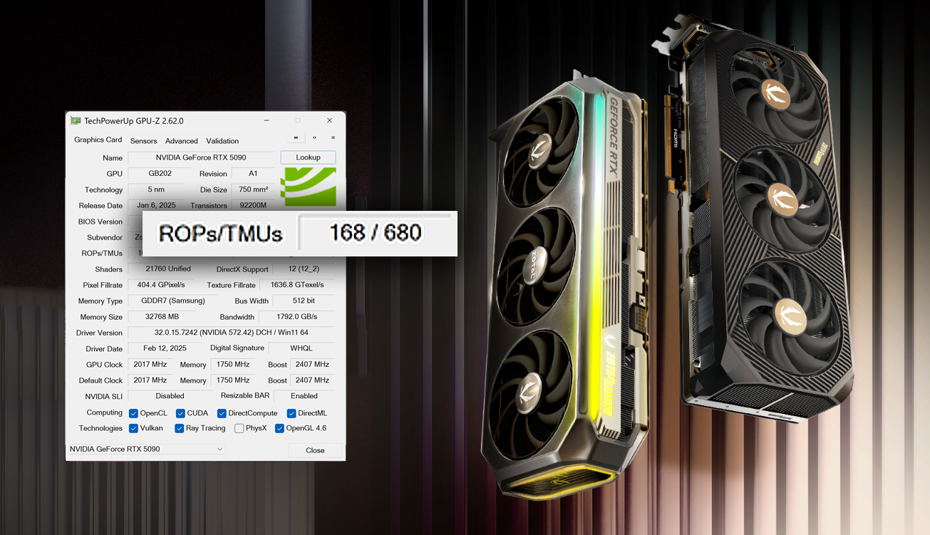 فروش کارت گرافیک RTX 5090 زوتاک با مشکل کمبود ROP به قیمت 3136 دلار!