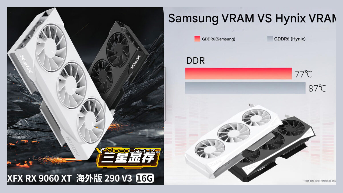 عملکرد خنکتر کارت گرافیک XFX RX 9060 XT با حافظه GDDR6 سامسونگ