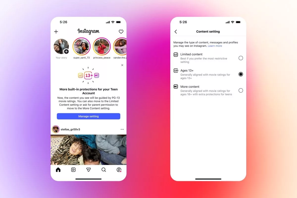 اینستاگرام نمایش محتوا به نوجوانان را محدودتر میکند