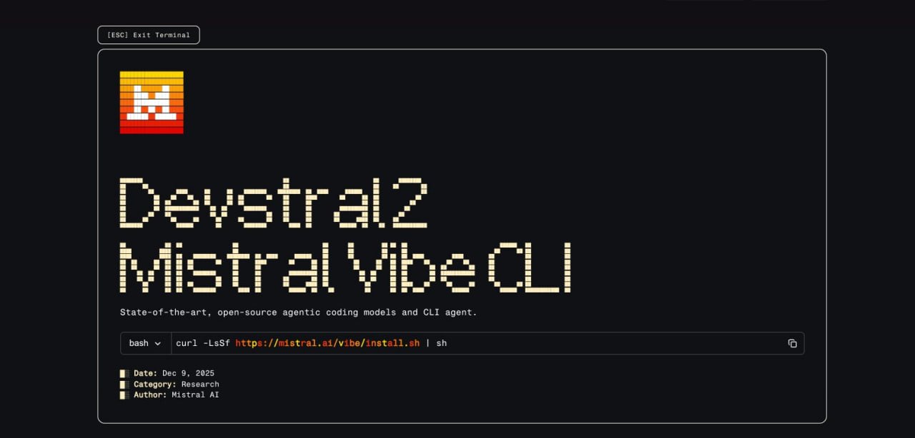 هوش مصنوعی Devstral 2 معرفی شد؛ متنباز و قدرتمند برای کدنویسی