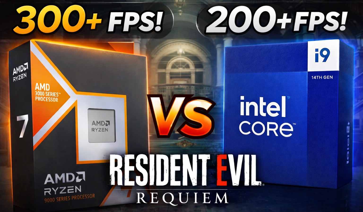 مقایسه میانگین FPS پردازندههای 9850X3D و 14900KS در بازی Resident Evil Requiem