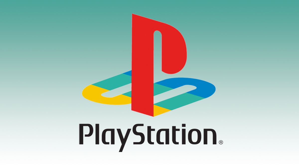 Playstation Logo with a Red P and Multicolored Shield on a Teal to white Gradient Backgroundthe Brand Emblem on a Page Header