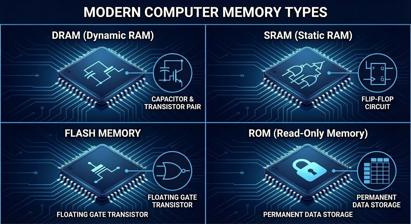 حافظه های مدرن کامپیوتر زیر ذرهبین: از ROM ،DRAM ،SRAM تا Flash