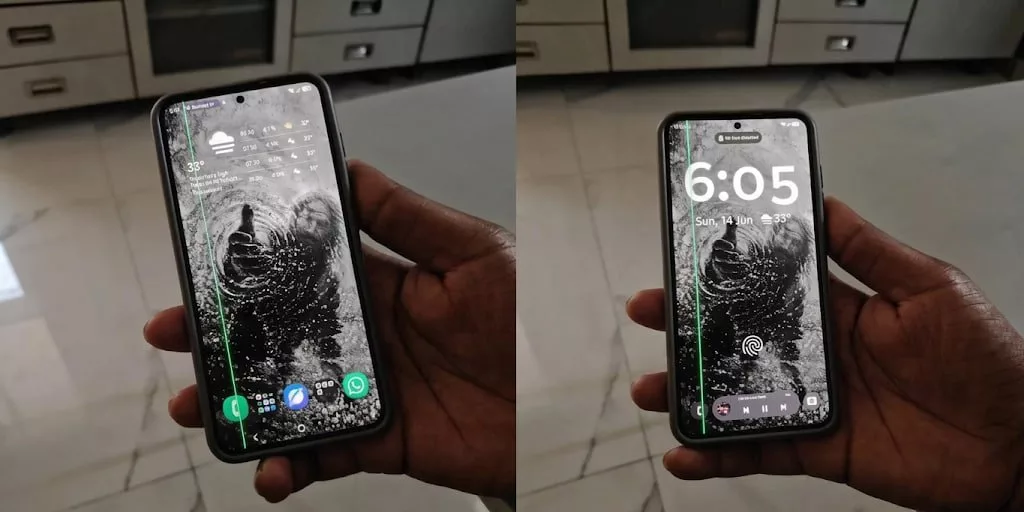 ظاهرشدن خطوط سبز و صورتی با نصب One UI 8.5