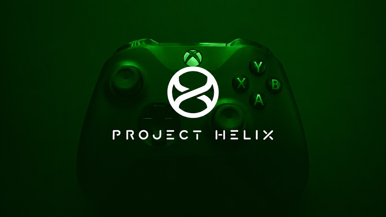 Green tinted Xbox Controller with a White Helix Logo and the Text 'project Helix'