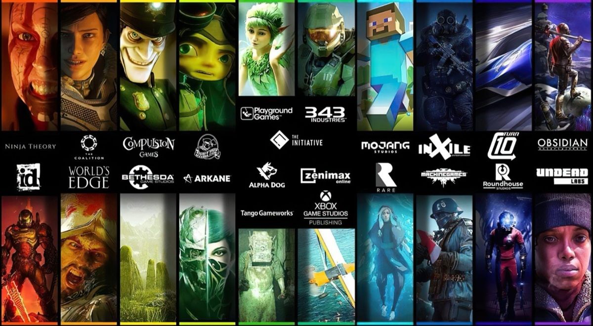 Collage of Colorful Video Game Characters and Studio Logos from Multiple Developers Including Bethesda Mojang Obsidian and Others