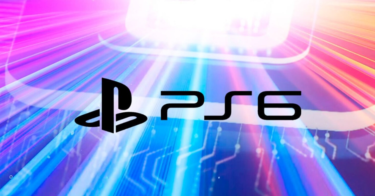 Playstation Ps6 Logo on a Vibrant Neon Light Burst Background with Pink Blue and Purple Rays