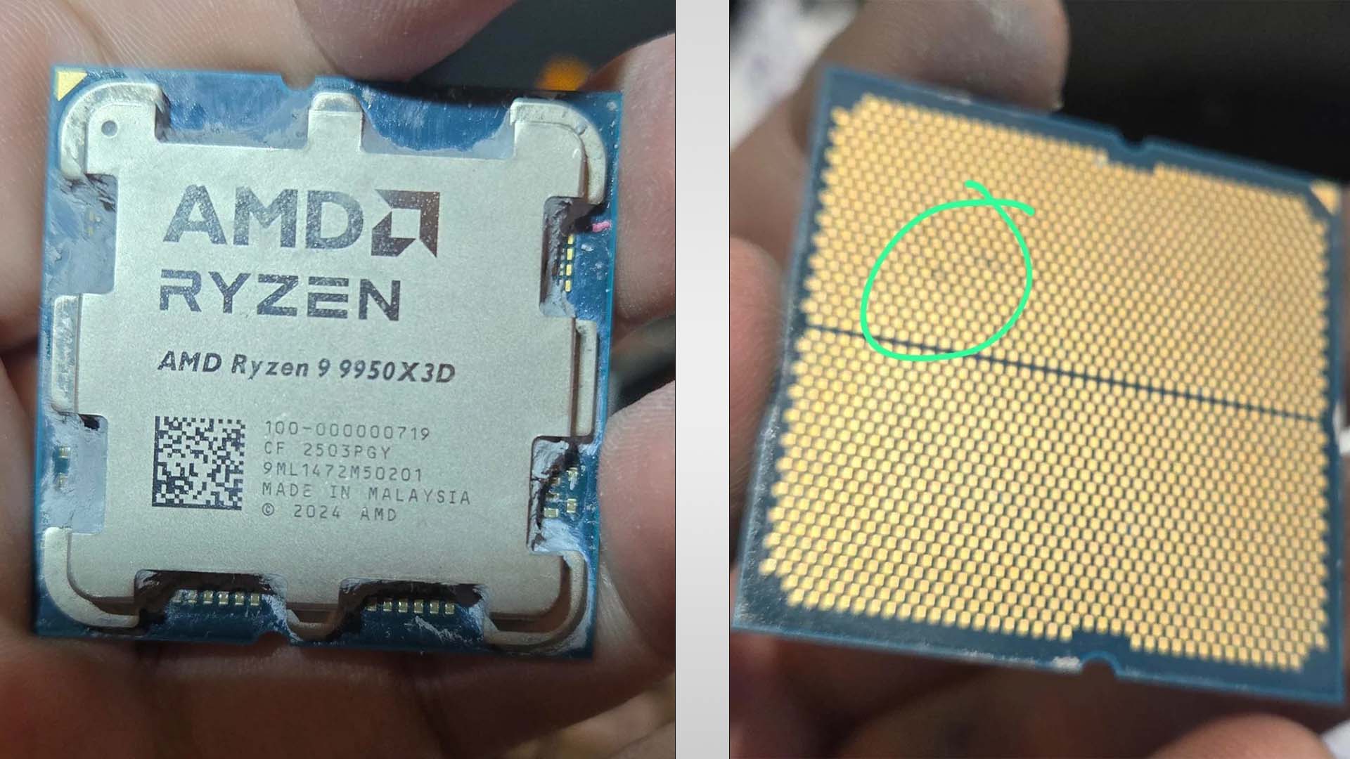 پردازنده رایزن 9 9950X3D پس از یک ساعت کار با مادربرد X670 دچار خرابی شد