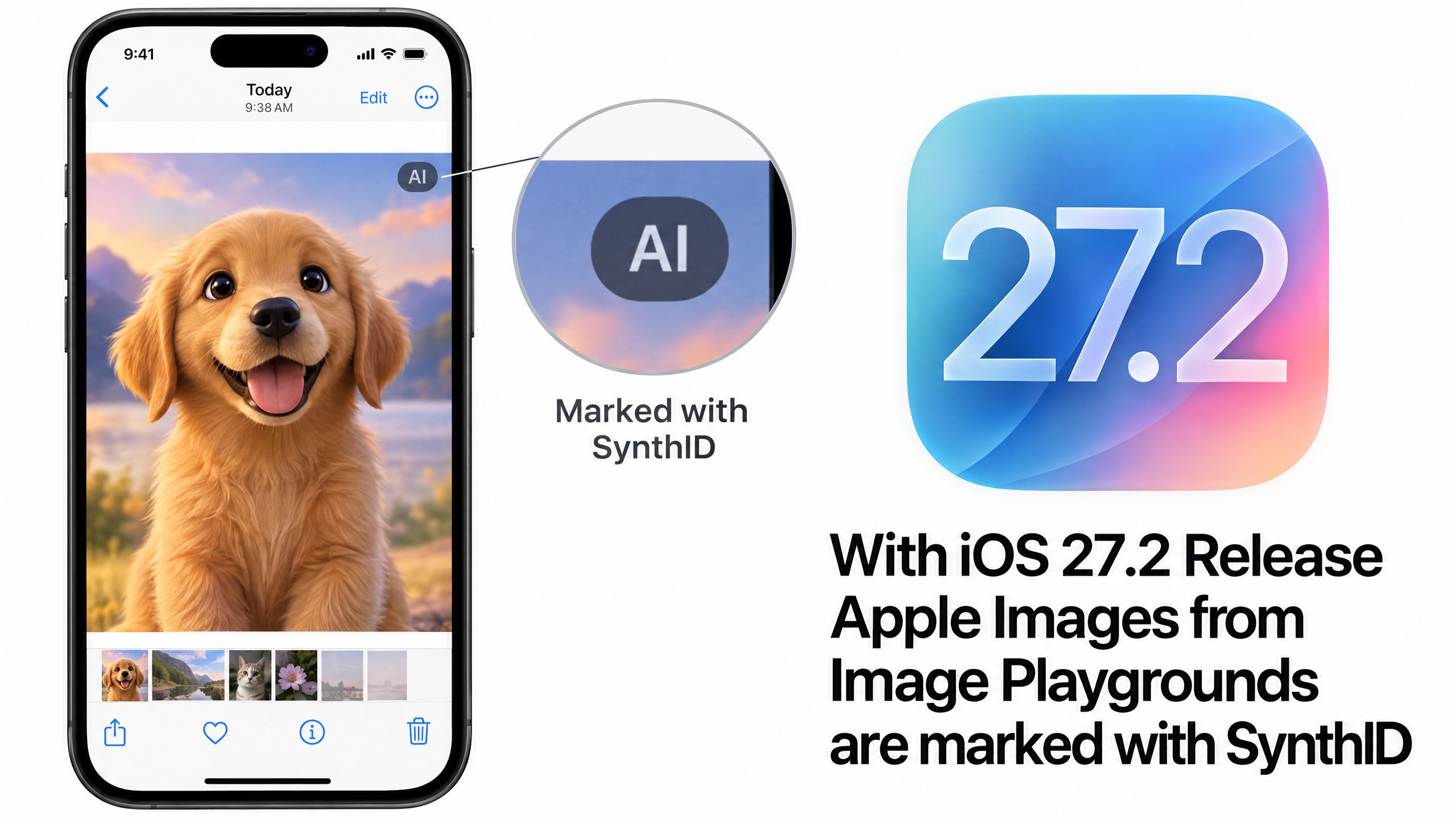 اپل در iOS 27.2 به تصاویر ساخت هوش مصنوعی واترمارک نامرئی گوگل اضافه میکند